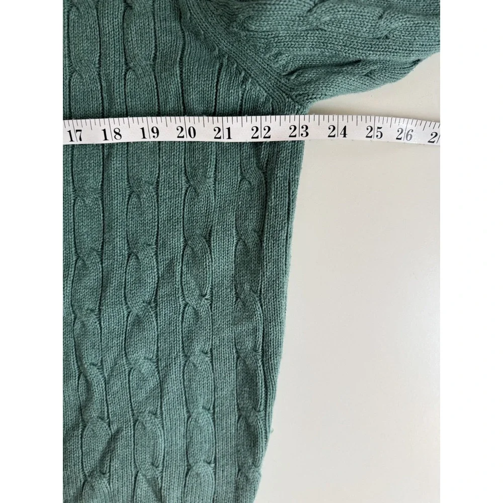 Jos A Bank Executive Collection Green Cable Knit Cotton Sweater M Classic Preppy - Picture 6 of 7